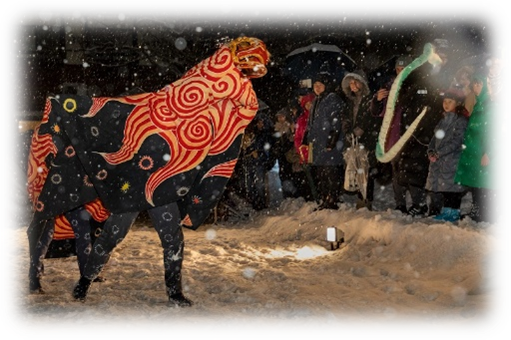 福地温泉・青だるライトアップ