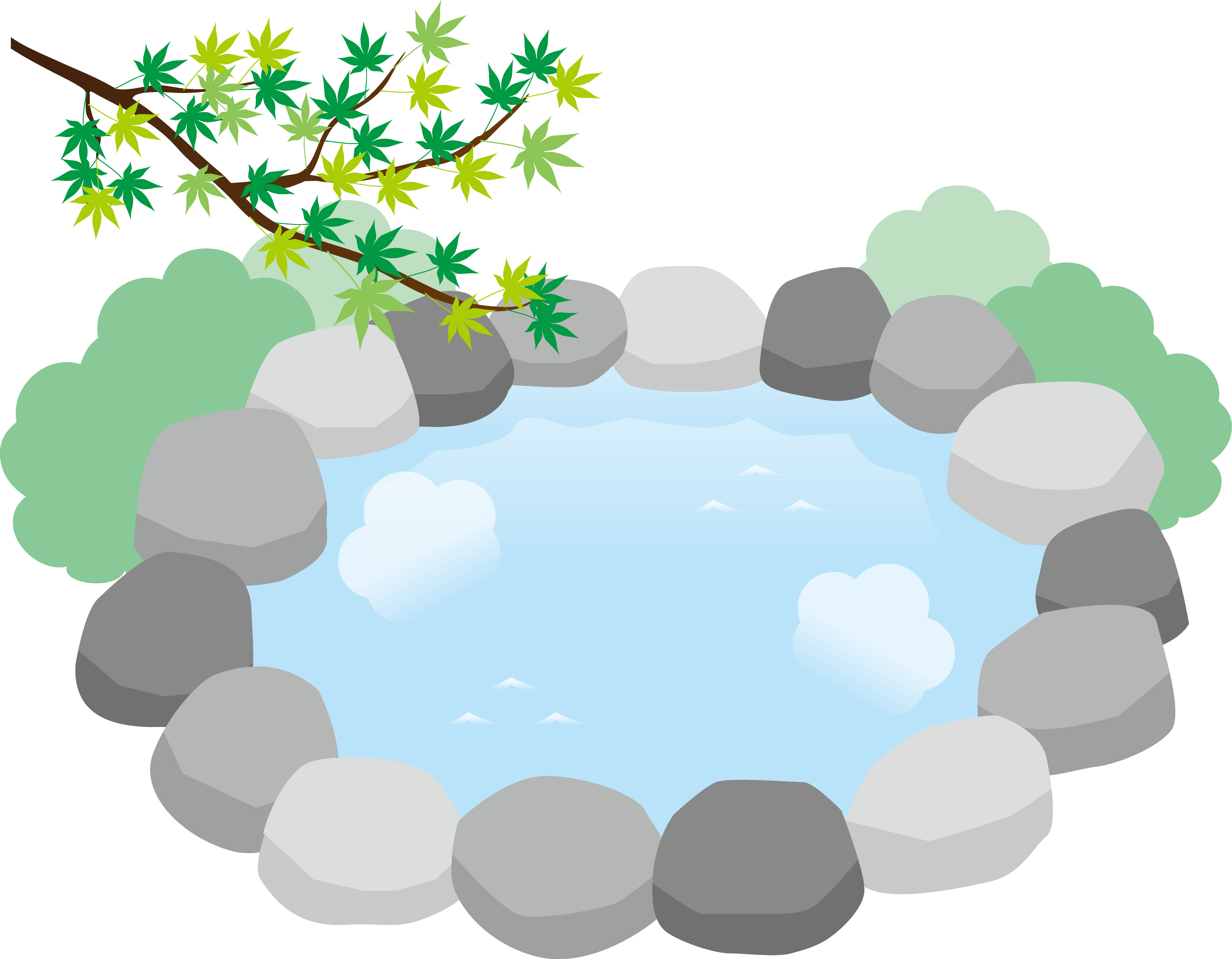 シンプルな温泉のイラスト（夏）